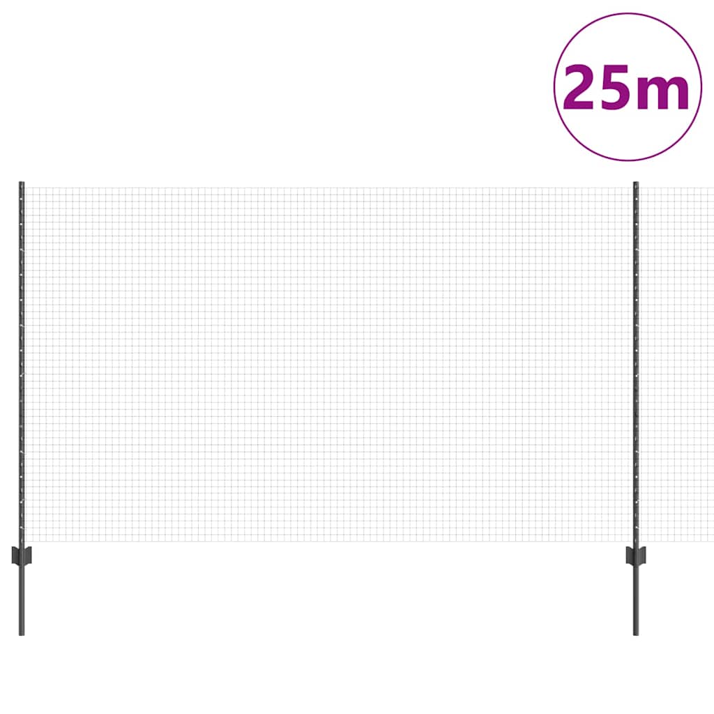 Zavarena žičana ograda s postom 25 x 1,4 m Siva Mreža
