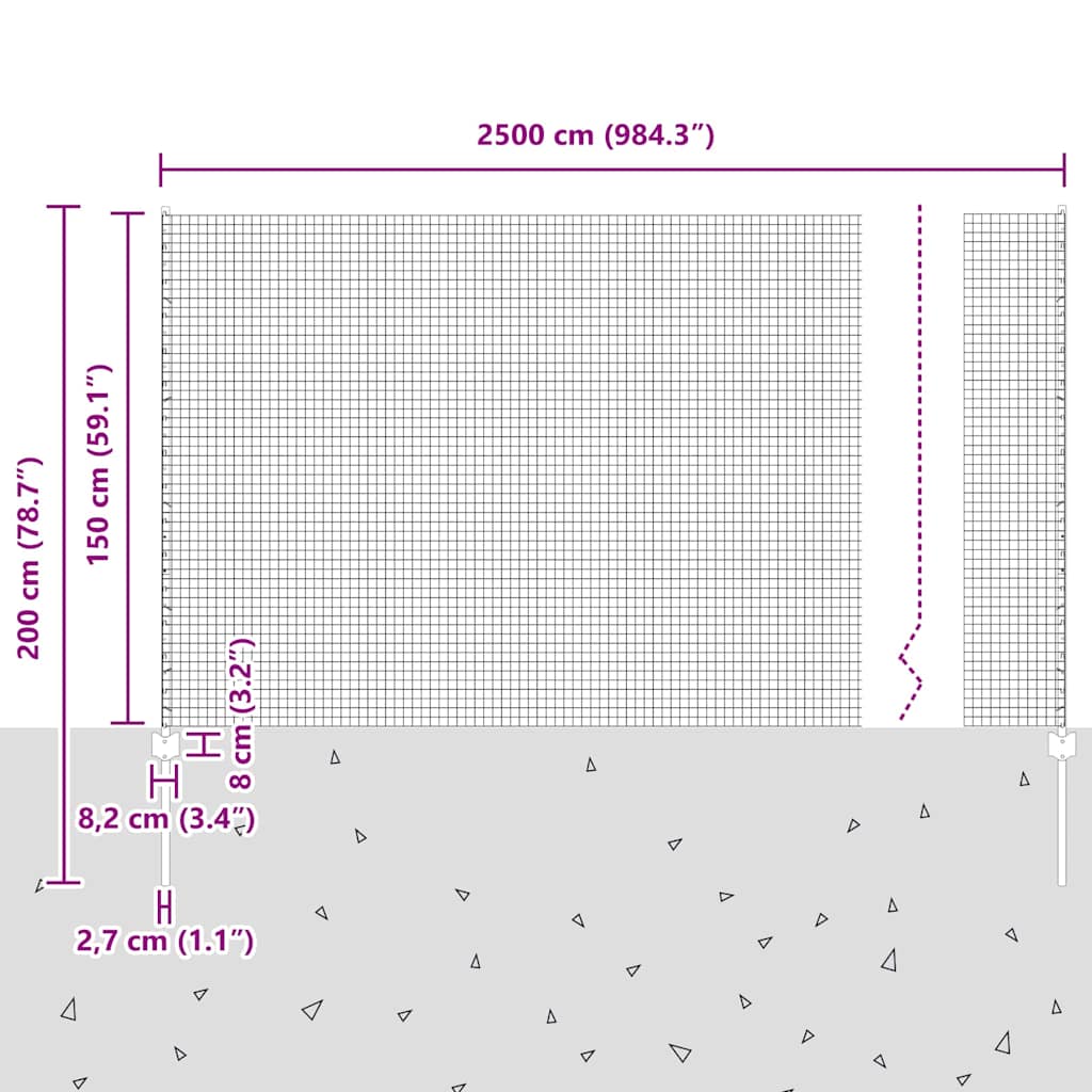 Zavarena žičana ograda s postom 25 x 1,5 m Siva Mreža