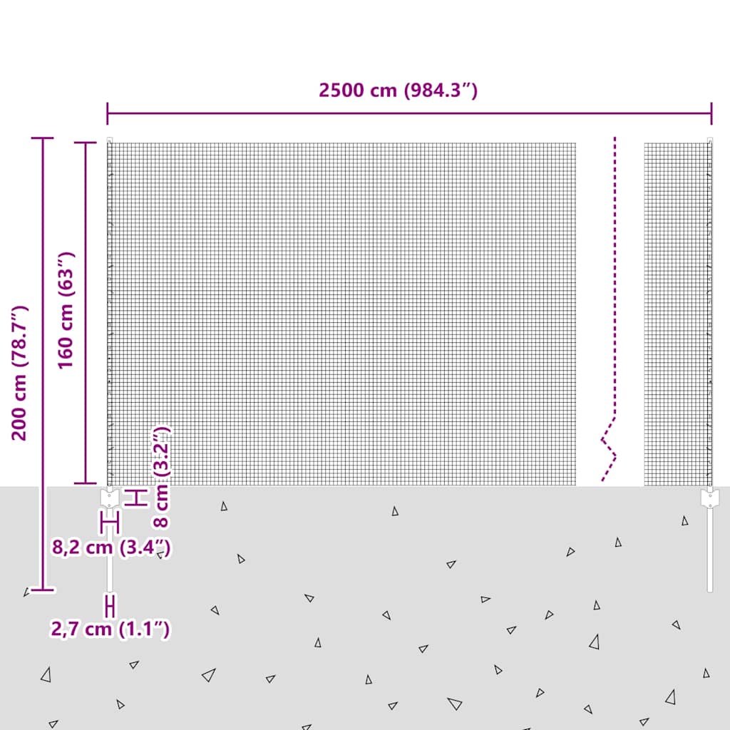Zavarena žičana ograda s postom 25 x 1,6 m Siva Mreža