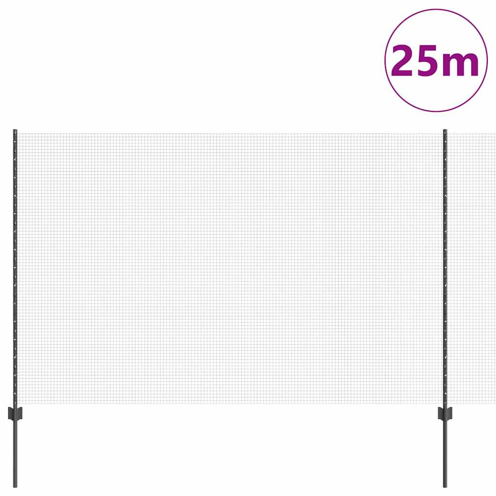 Zavarena žičana ograda s postom 25 x 1,6 m Siva Mreža