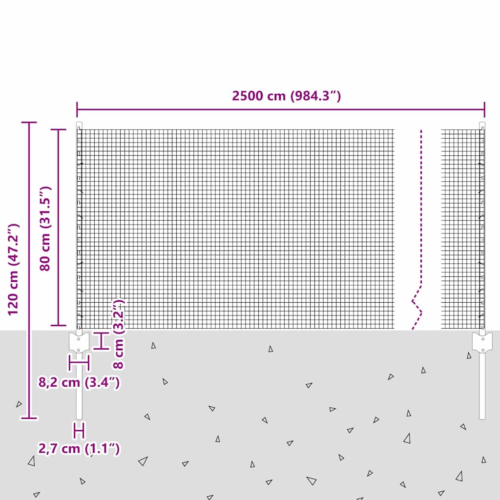 Zavarena žičana ograda s postom 50 x 0,8 m Siva Mreža