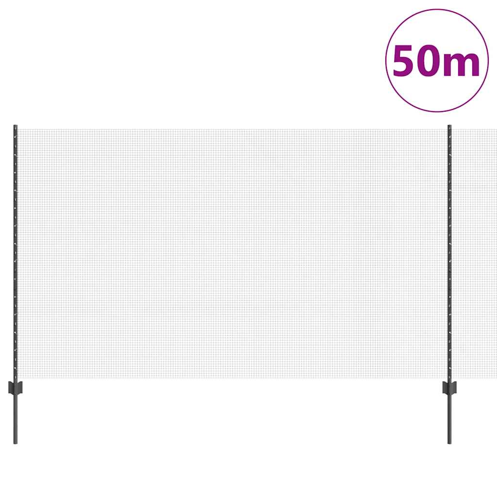 Zavarena žičana ograda s postom 50 x 1,4 m Siva Mreža