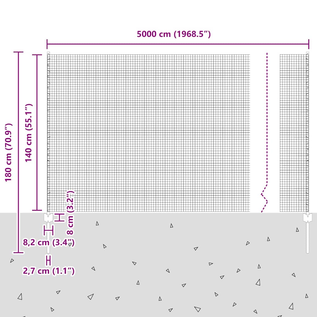 Zavarena žičana ograda s postom 50 x 1,4 m Siva Mreža