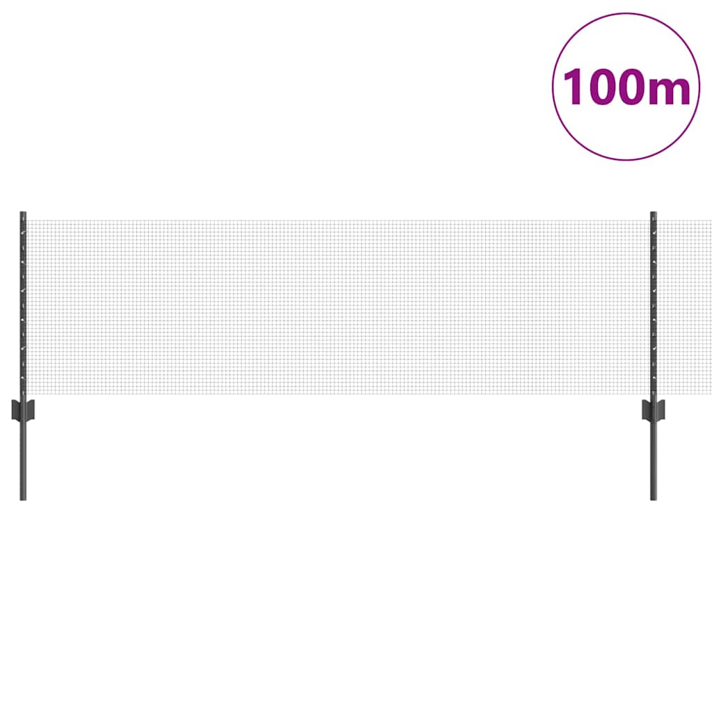 Zavarena žičana ograda s postom 100 x 0,6 m Siva Mreža