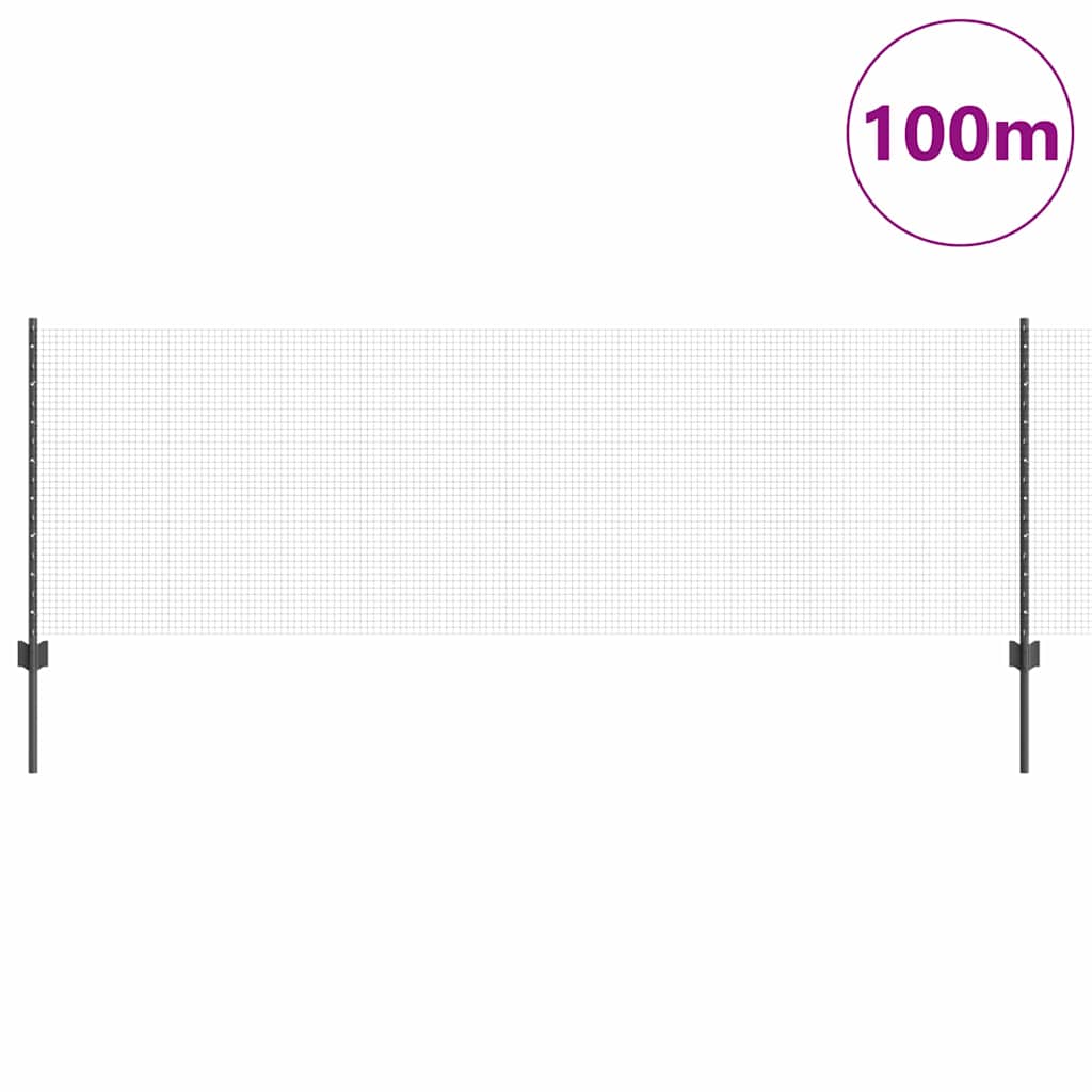 Zavarena žičana ograda s postom 100 x 0,8 m Siva Mreža