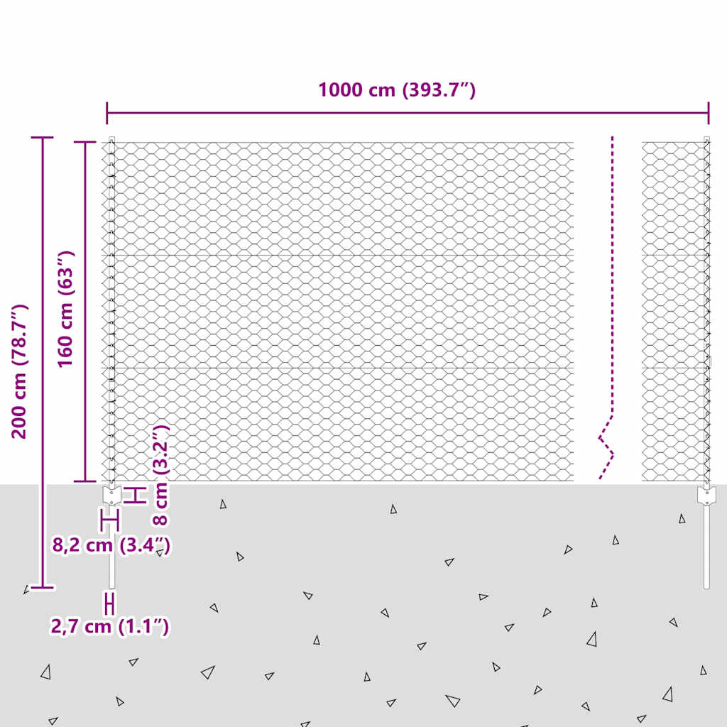 Zavarena žičana ograda 10 x 1,6 m (Š x V) Čelik premazan PVC-om