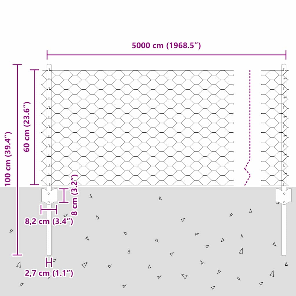 Zavarena žičana ograda 50 x 0,6 m (Š x V) Čelik premazan PVC-om