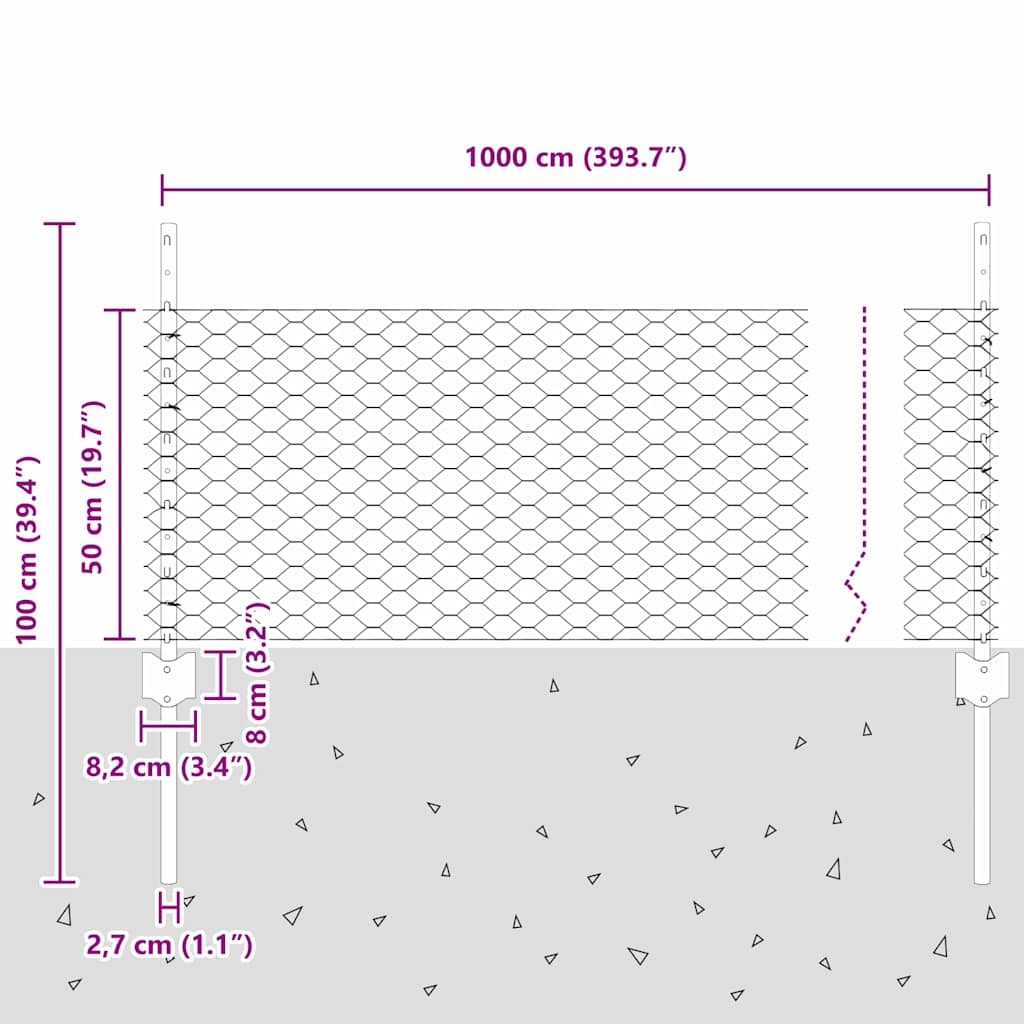 Zavarena žičana ograda 10 x 0,5 m (Š x V) Čelik premazan PVC-om
