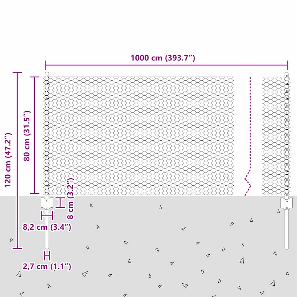 Zavarena žičana ograda 10 x 0,8 m (Š x V) Čelik premazan PVC-om