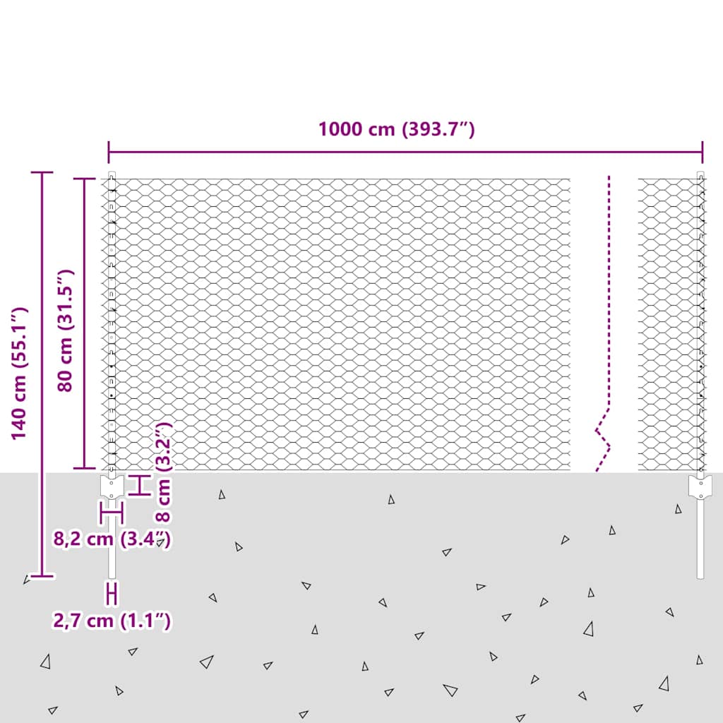 Zavarena žičana ograda 10 x 0,8 m (Š x V) Čelik premazan PVC-om