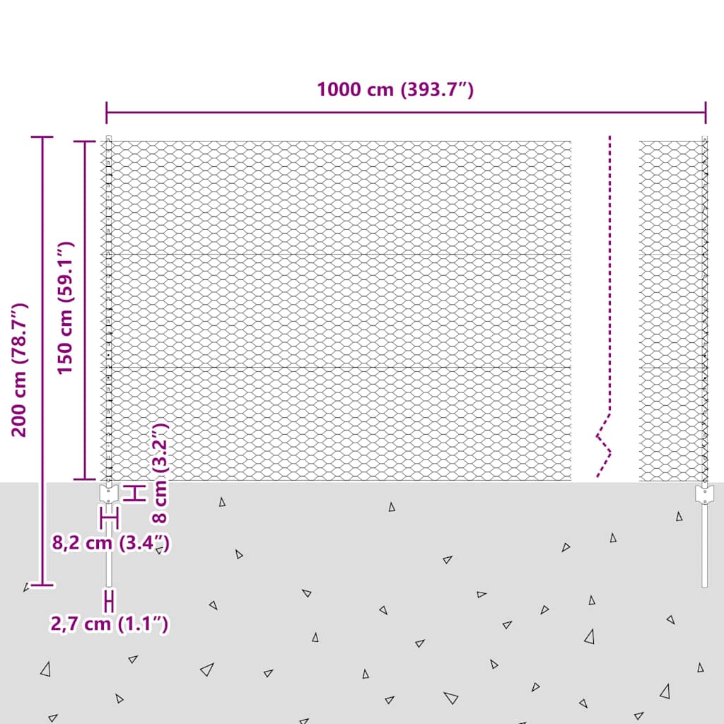 Zavarena žičana ograda 10 x 1,5 m (Š x V) Čelik premazan PVC-om