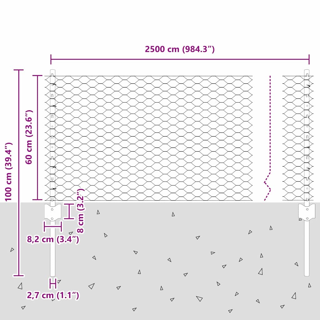 Zavarena žičana ograda 25 x 0,6 m (Š x V) Čelik premazan PVC-om
