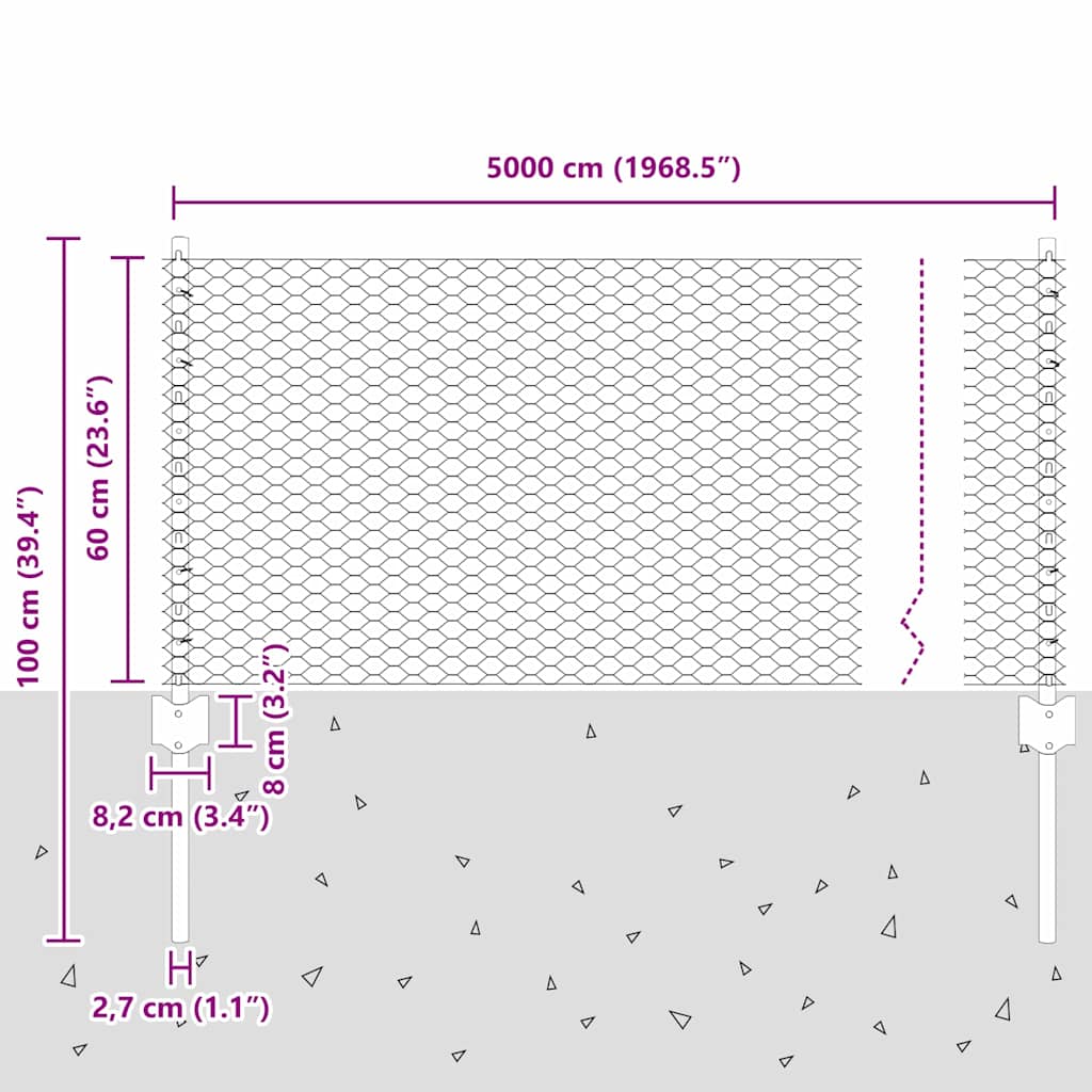 Zavarena žičana ograda 50 x 0,6 m (Š x V) Čelik premazan PVC-om