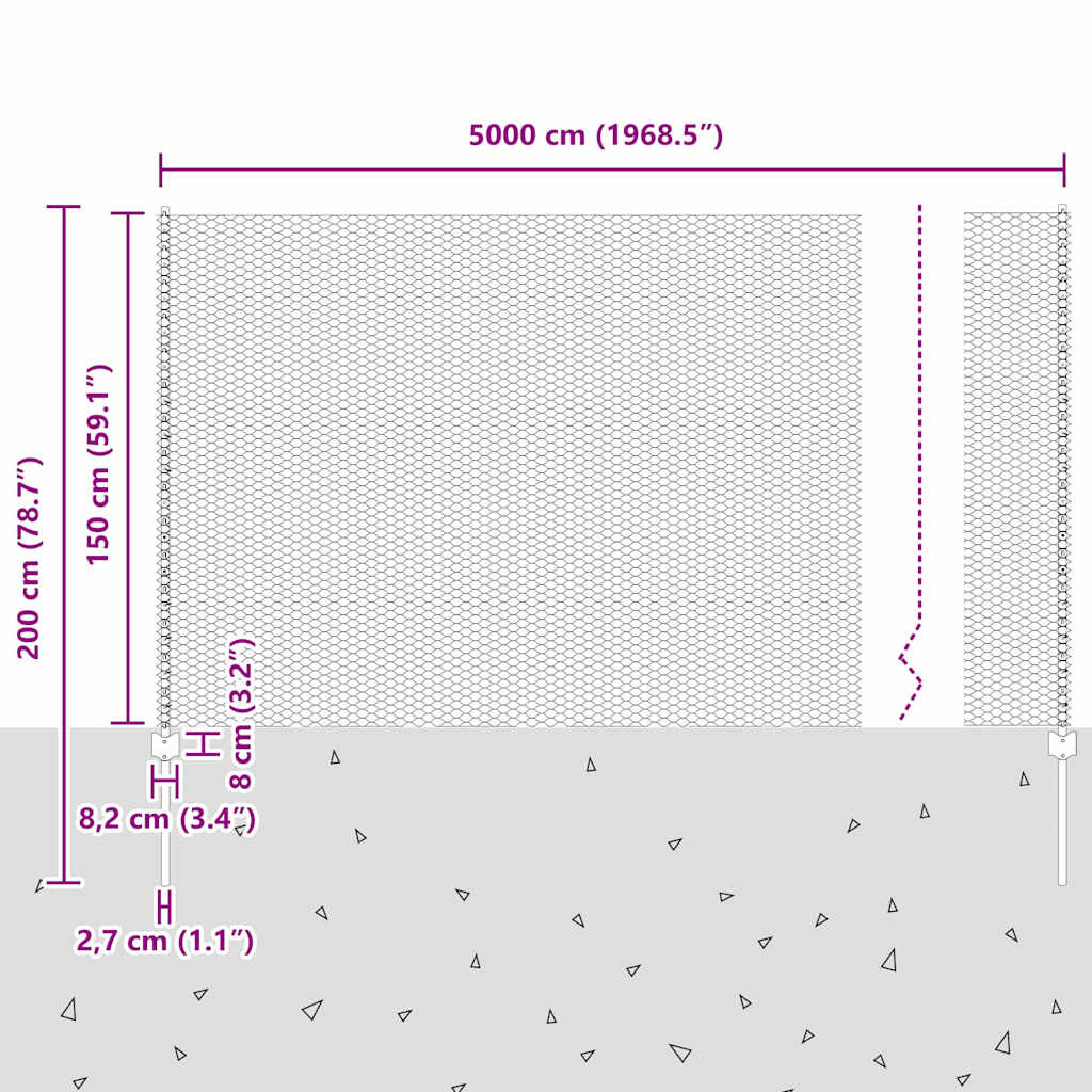 Zavarena žičana ograda 50 x 1,5 m (Š x V) Čelik premazan PVC-om