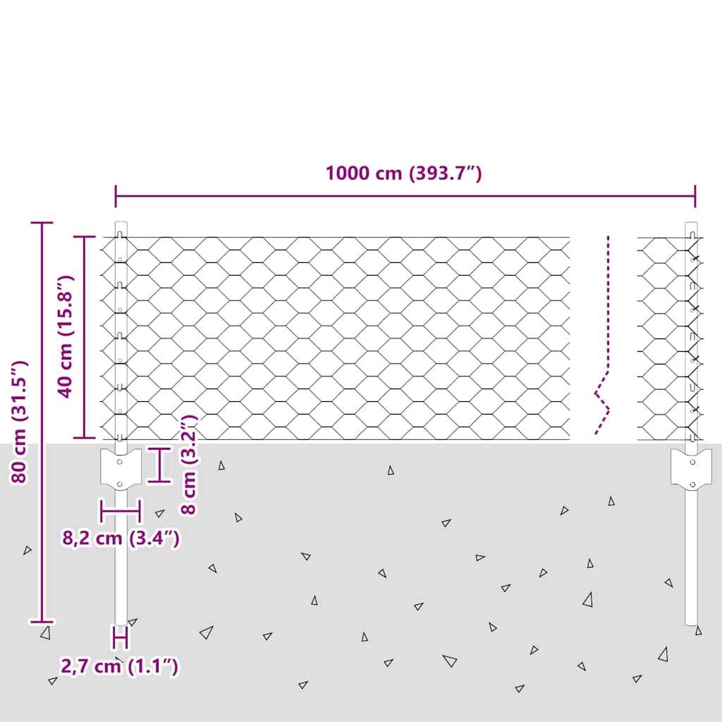 Zavarena žičana ograda 10 x 0,4 m (Š x V) Vruće pocinčani čelik