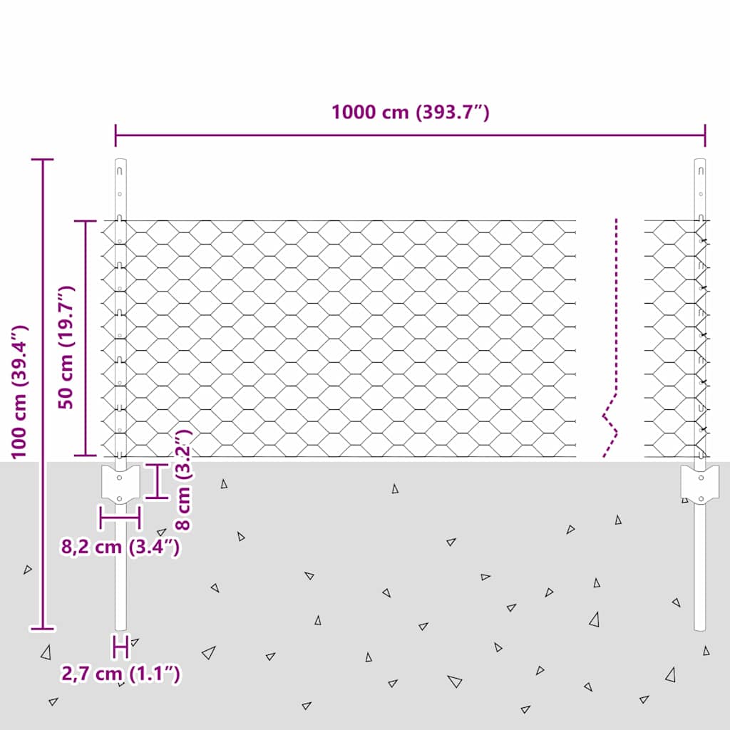 Zavarena žičana ograda 10 x 0,5 m (Š x V) Vruće pocinčani čelik