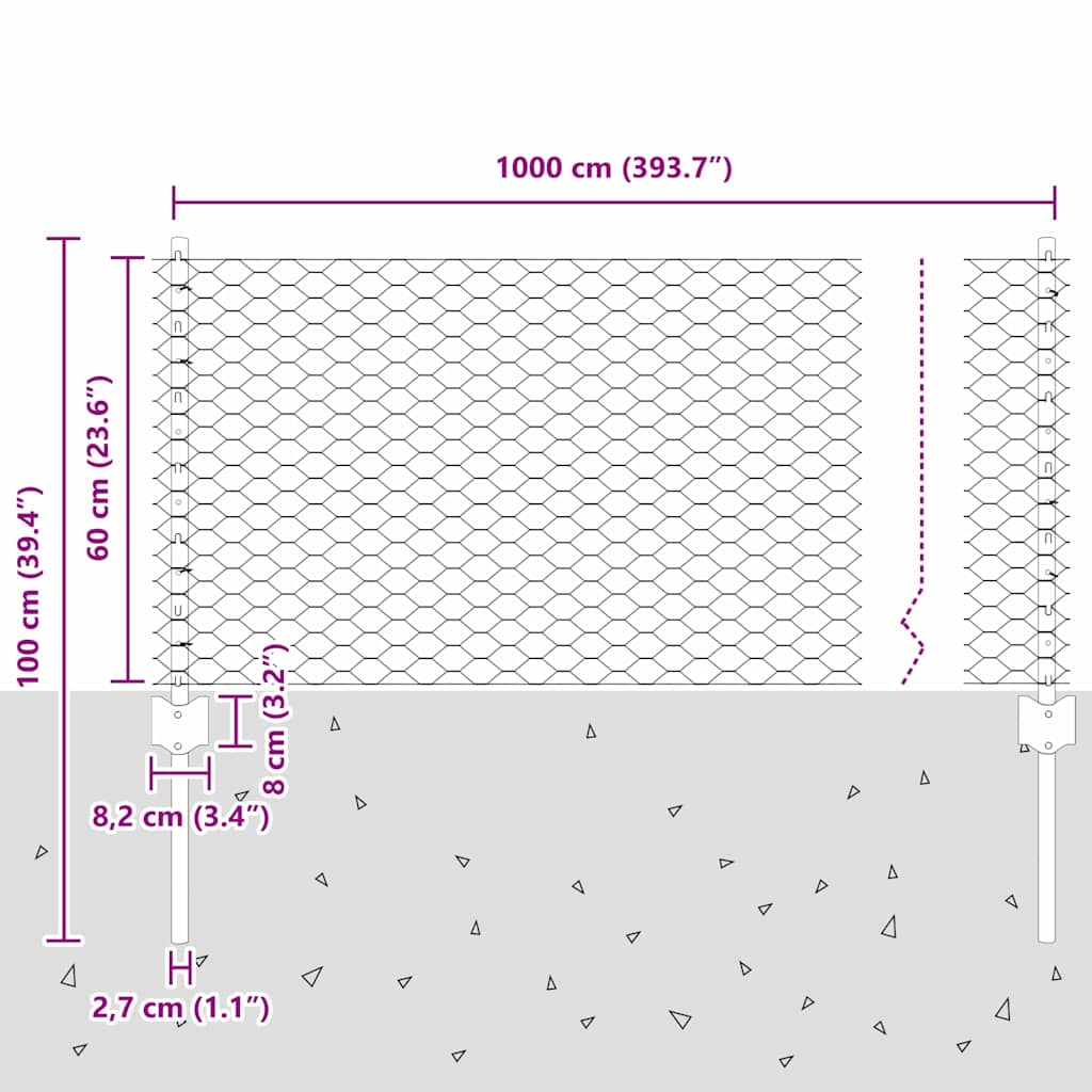 Zavarena žičana ograda 10 x 0,6 m (Š x V) Vruće pocinčani čelik