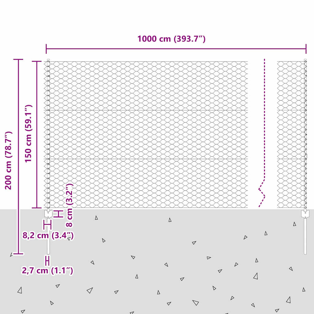 Zavarena žičana ograda 10 x 1,5 m (Š x V) Vruće pocinčani čelik