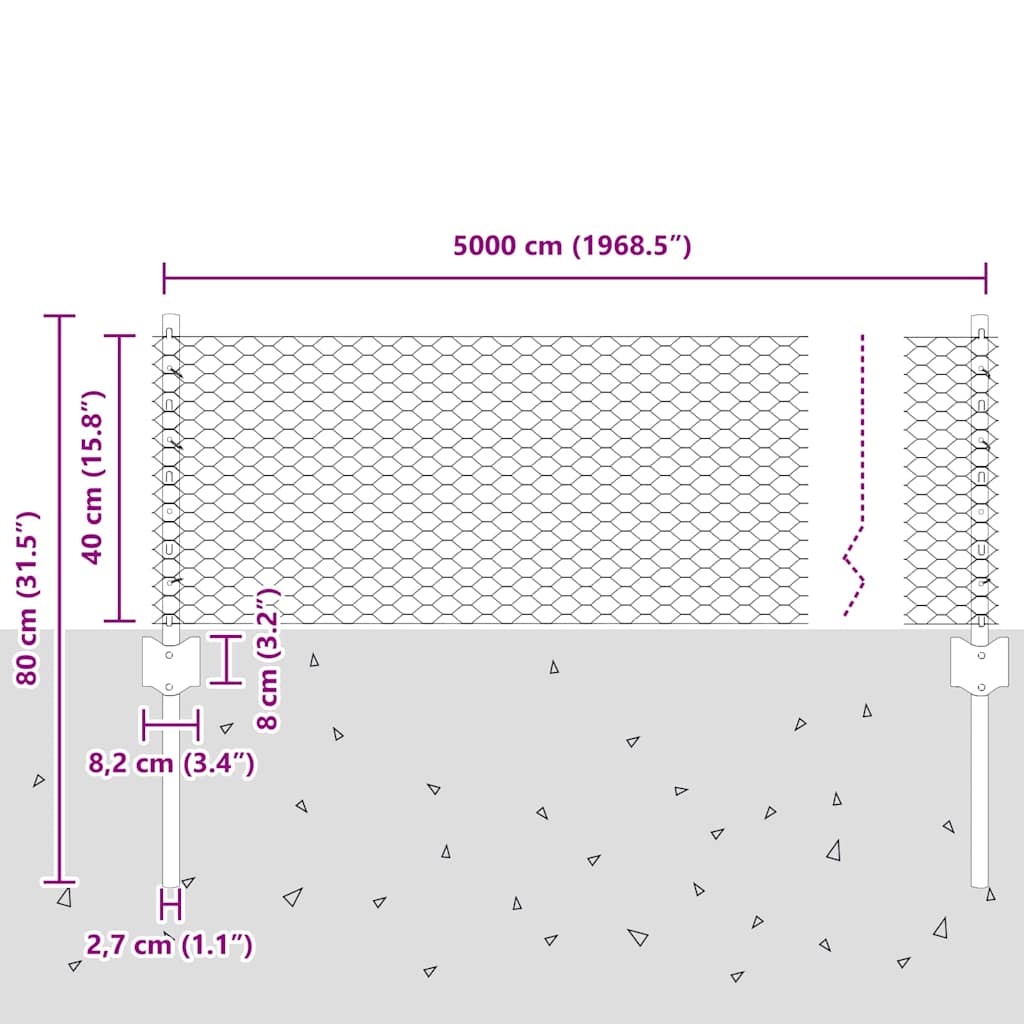 Zavarena žičana ograda 50 x 0,4 m (Š x V) Vruće pocinčani čelik