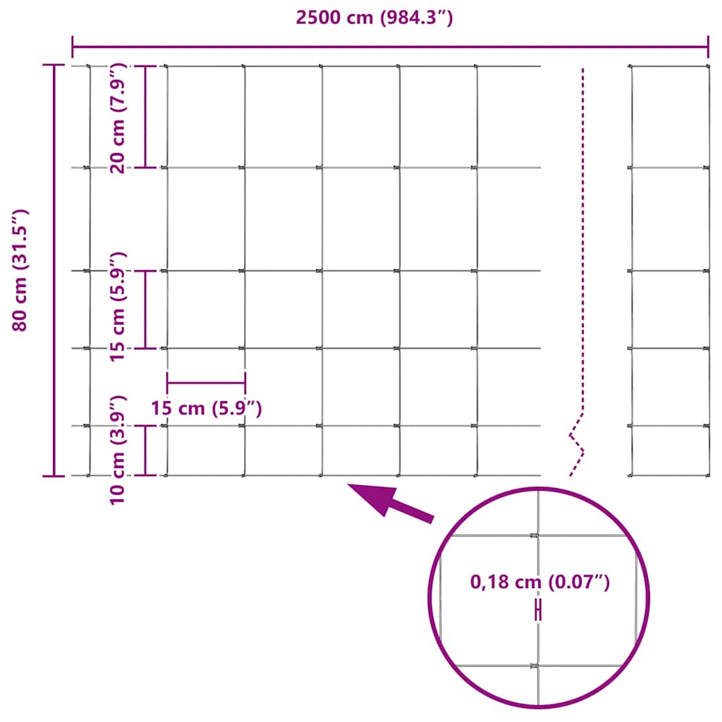Divlja Ograde s Stupovima 25 x 0,8 m (Š x V)
