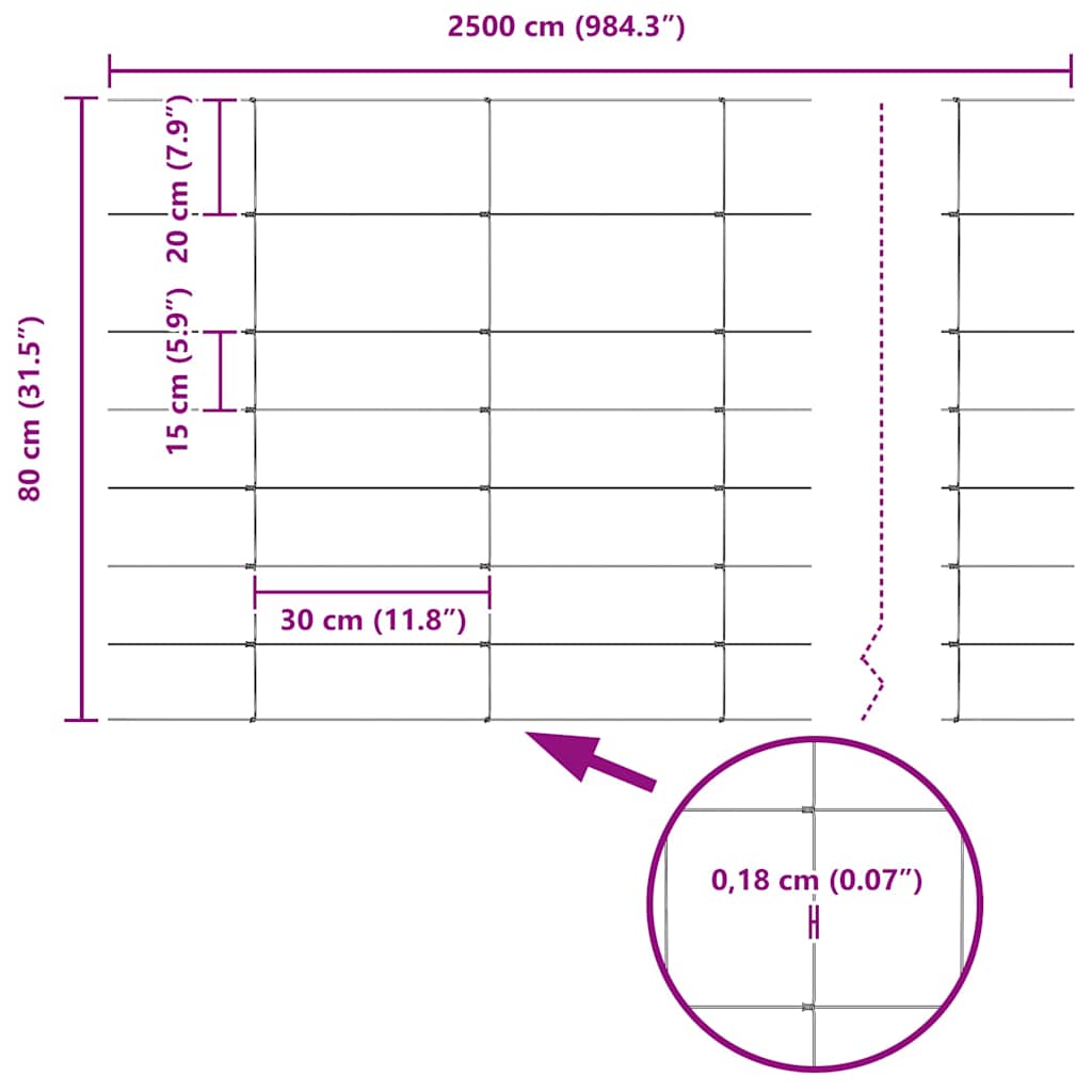 Divlja Ograde s Stupovima 25 x 0,8 m (Š x V)