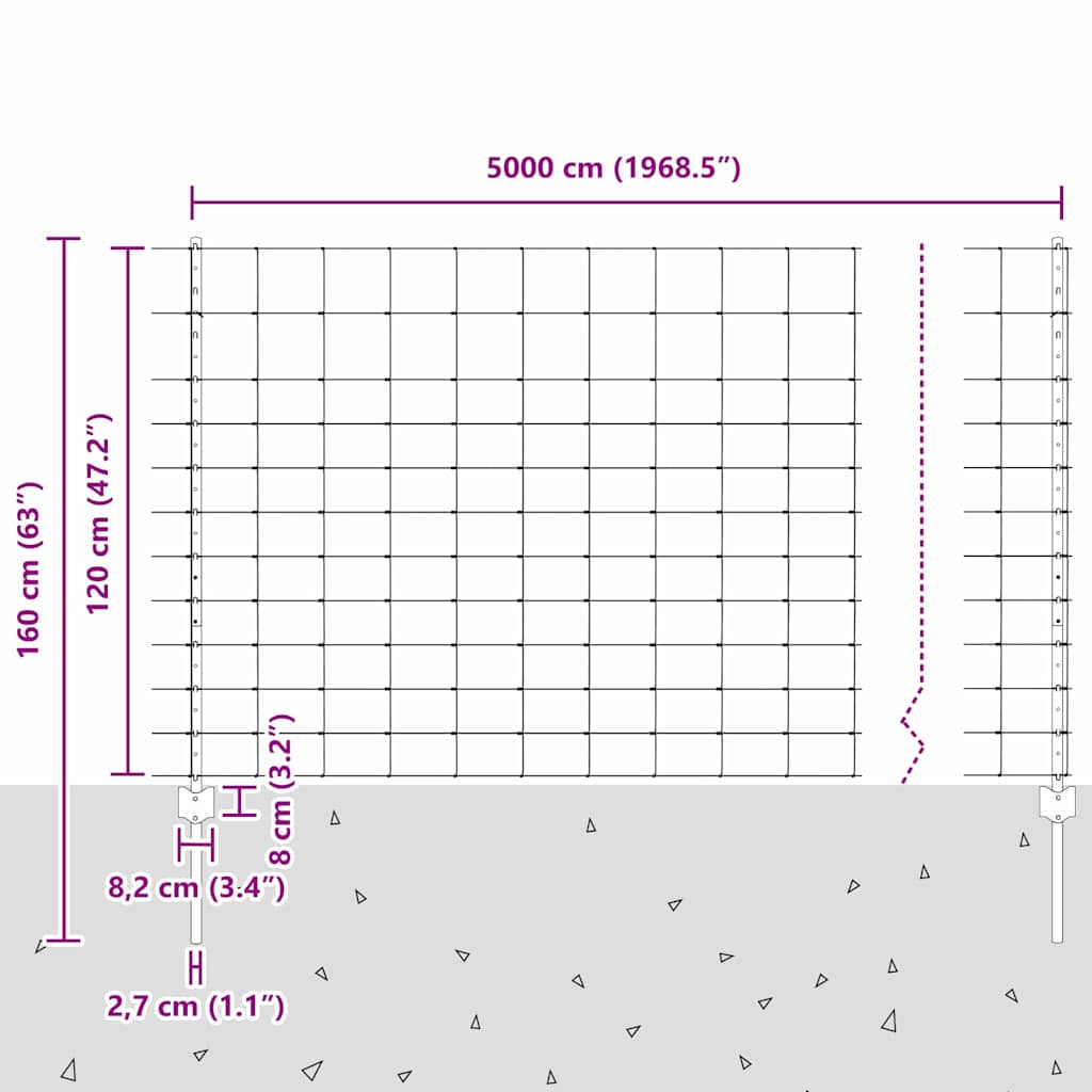 Divlja Ograde s Stupovima 50 x 1,2 m (Š x V)