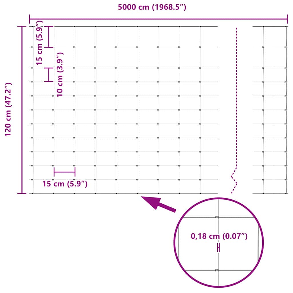 Divlja Ograde s Stupovima 50 x 1,2 m (Š x V)