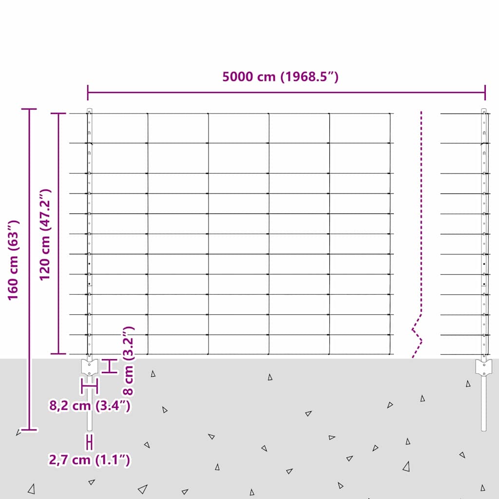 Divlja Ograde s Stupovima 50 x 1,2 m (Š x V)