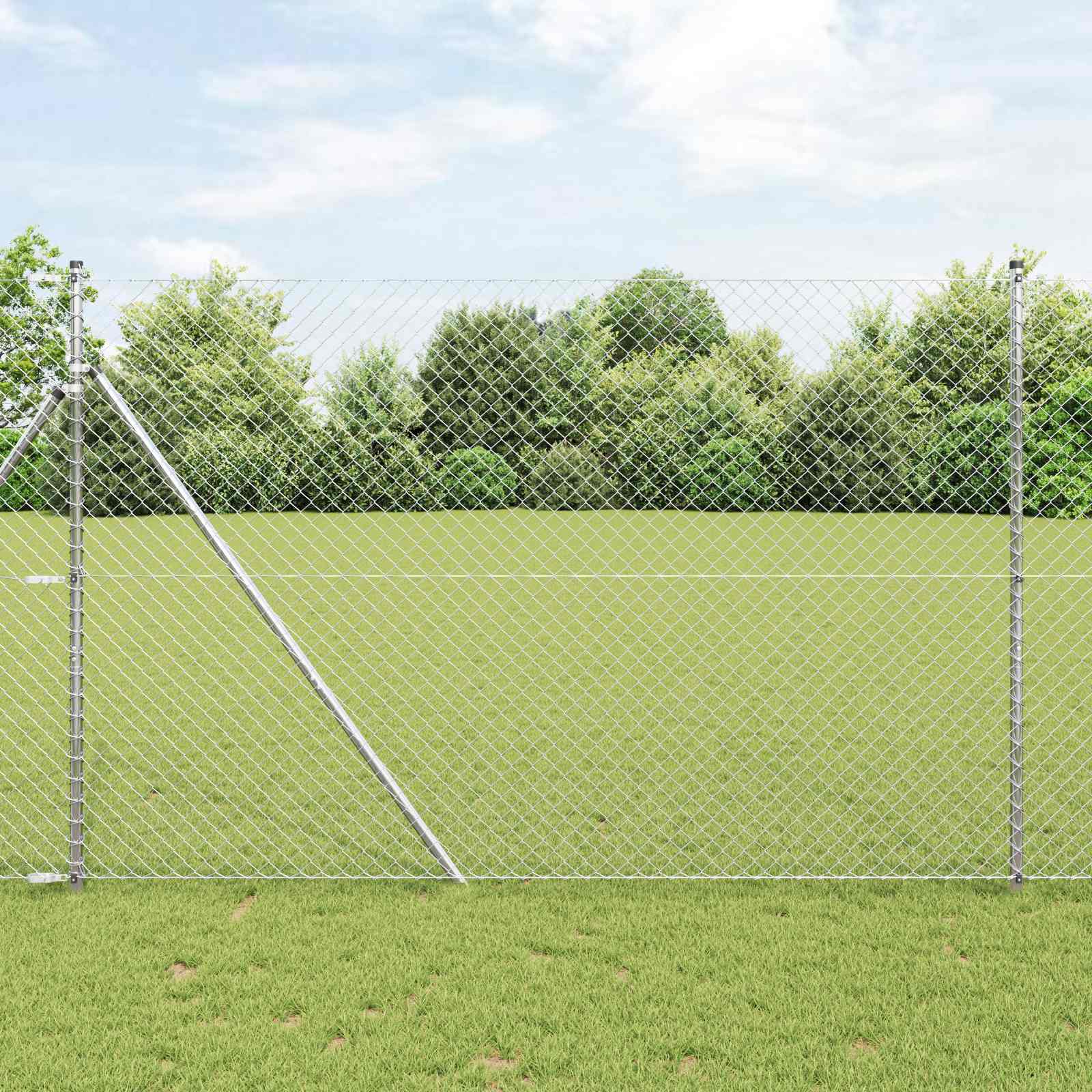 Ograda od lančane veze 10 x 1,6 m Pocinčani čelik Srebrno