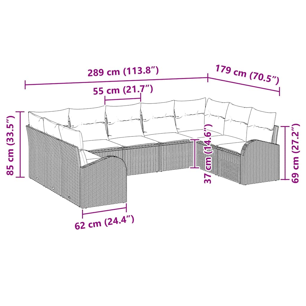 Set sofe s jastukom Crna Poli Ratan