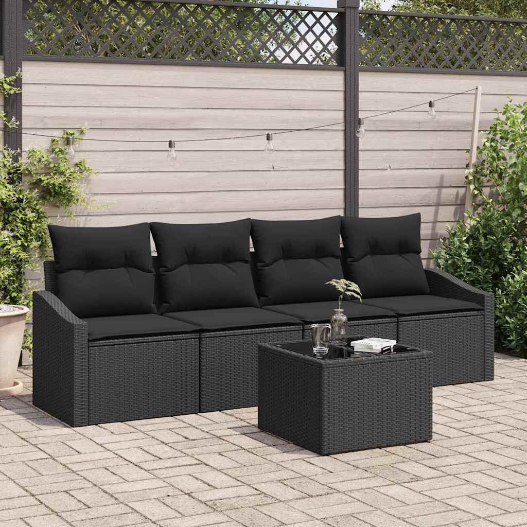 Set sofe s jastukom s jastukom 5 pcs Crna poliratan