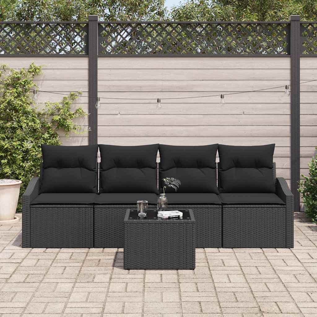 Set sofe s jastukom s jastukom 5 pcs Crna poliratan