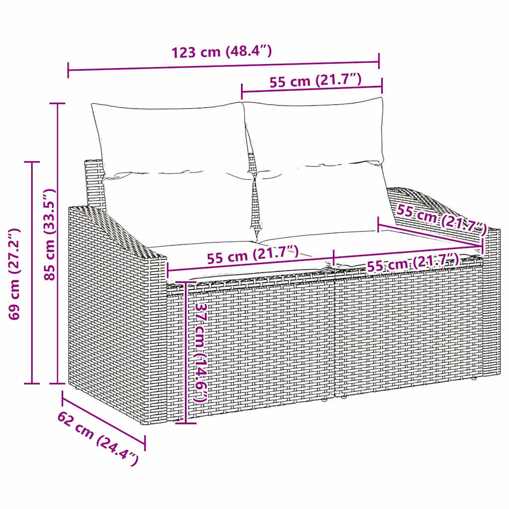 Set sofe s jastukom s jastukom 5 pcs Crna poliratan