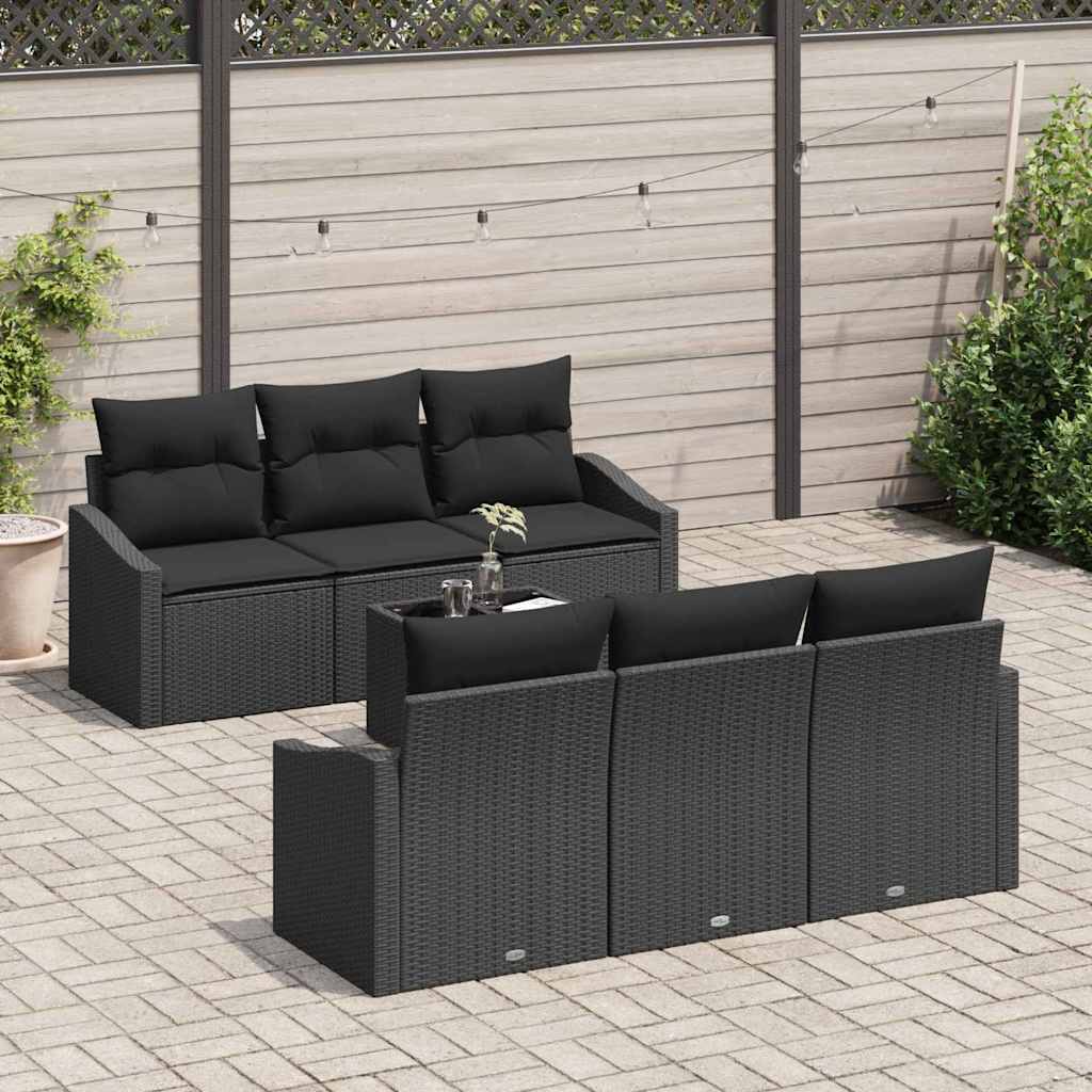 Set sofe s jastukom s jastukom 7 pcs Crna poliratan