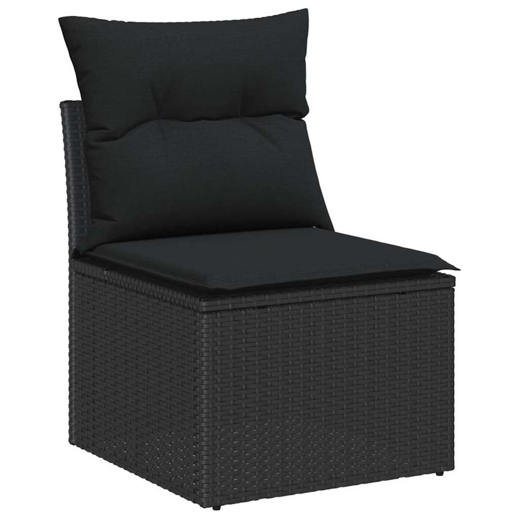 Set sofe s jastukom s jastukom 9 pcs Crna poliratan