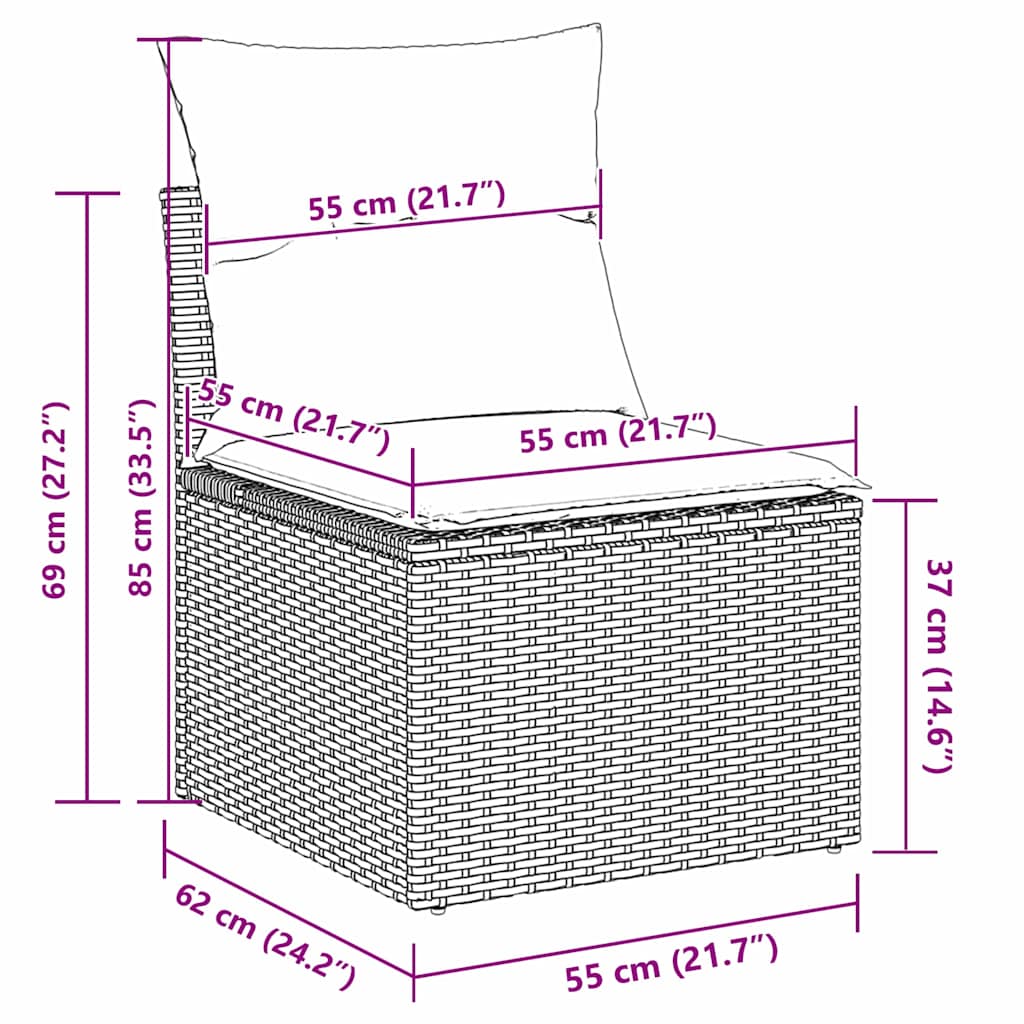 Set sofe s jastukom s jastukom 9 pcs Crna poliratan