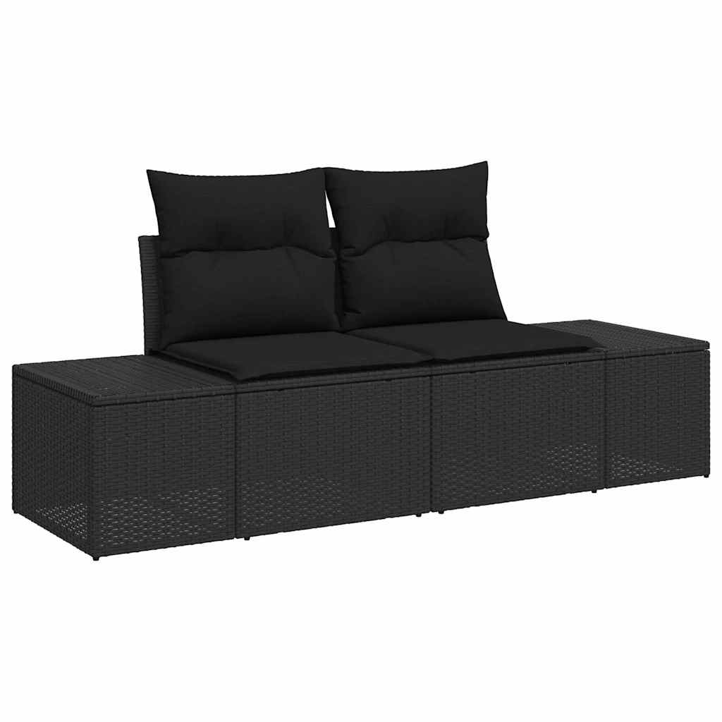 Set sofe s jastukom s jastukom 5 pcs Crna poliratan