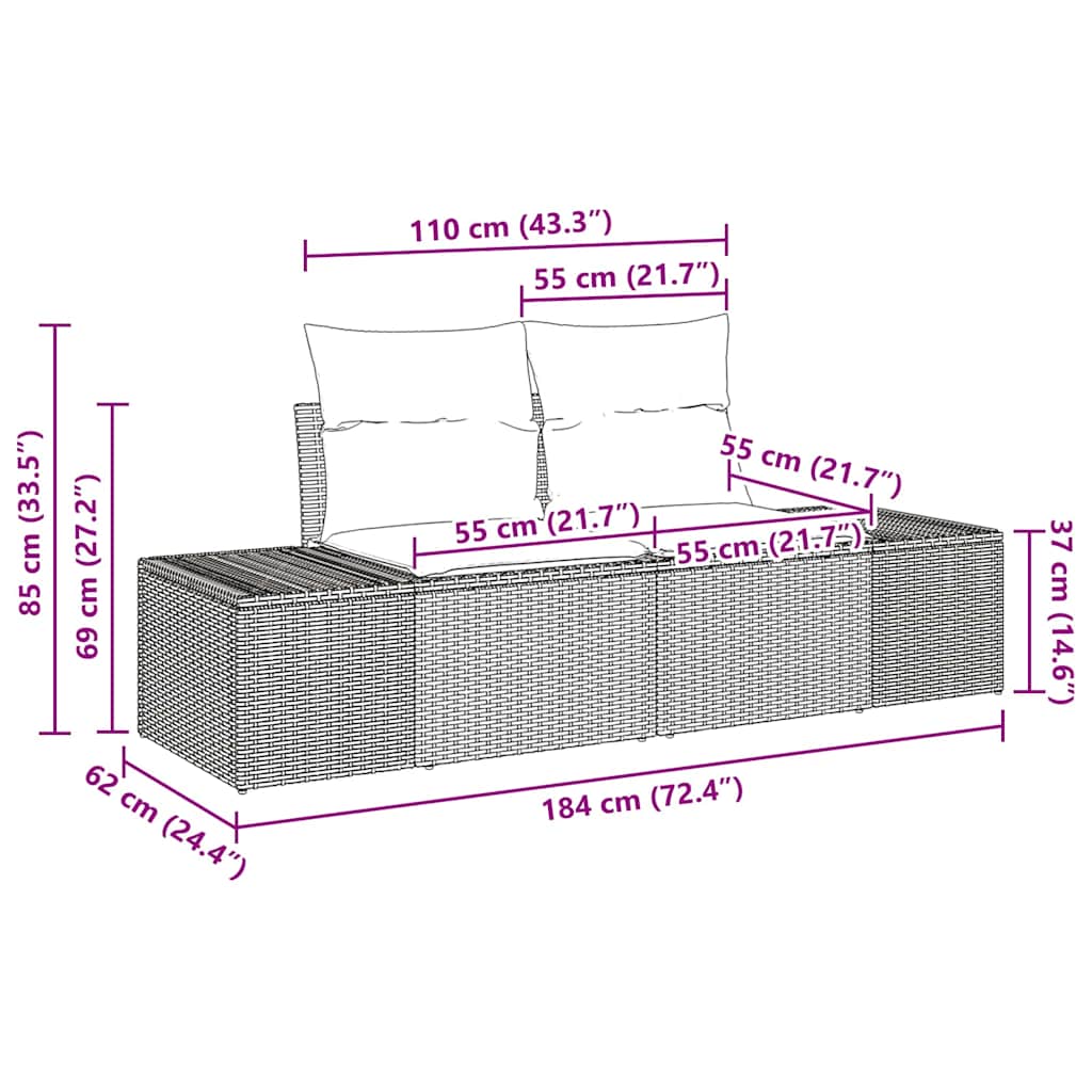 Set sofe s jastukom s jastukom 5 pcs Crna poliratan