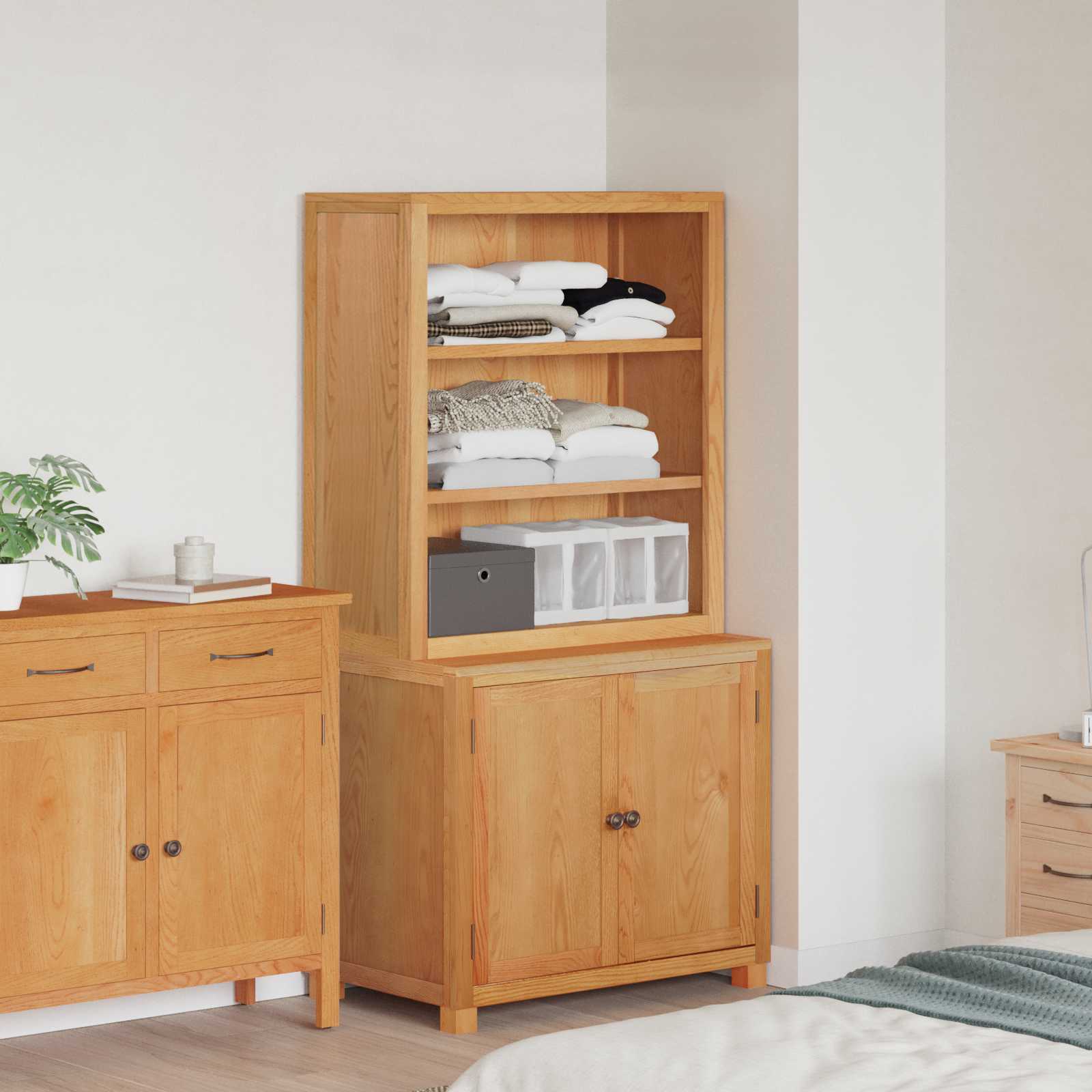 Set namještaja za pohranu 2 kom. Smeđa Čvrsto Hrastovo Drvo