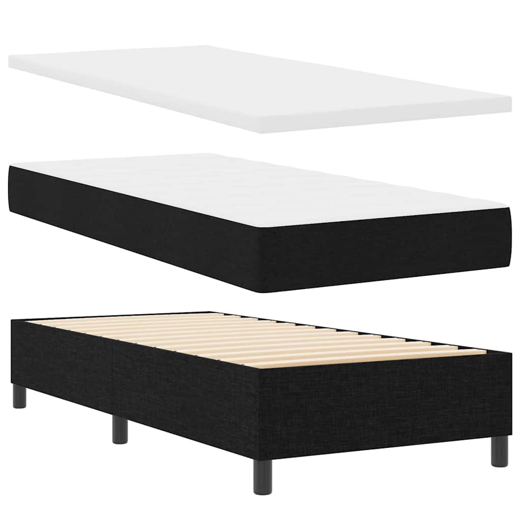 Krevet s opruga kutije s jastukom Crna 200 x 90 cm tkanina