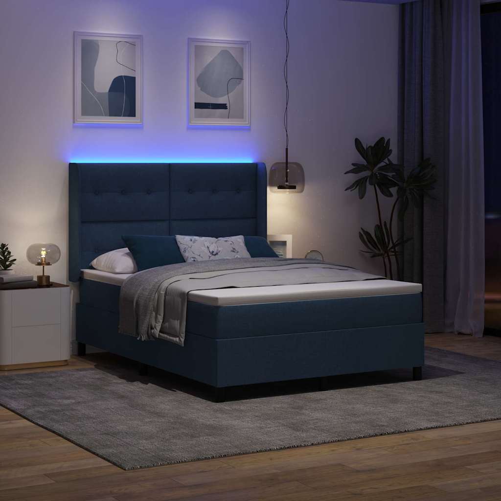 Krevet s opruga kutije s jastukom Plava 200 x 140 cm tkanina