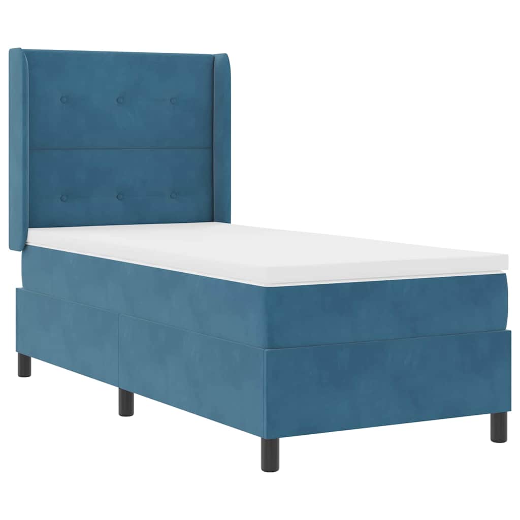 Krevet s opruga kutije s uzglavljem Plava 90 x 190 cm Baršun