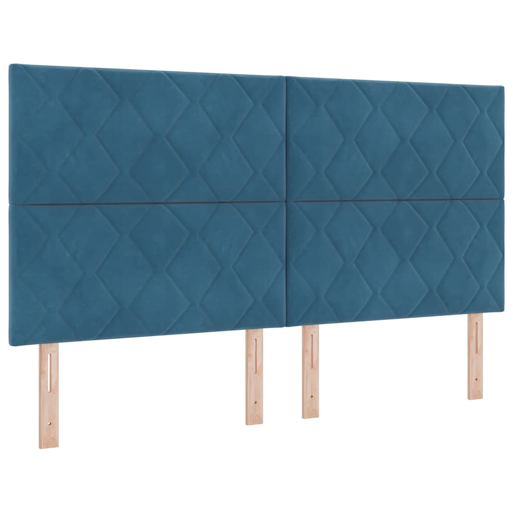 Krevet s opruga kutije s uzglavljem Plava 180 x 200 cm Baršun