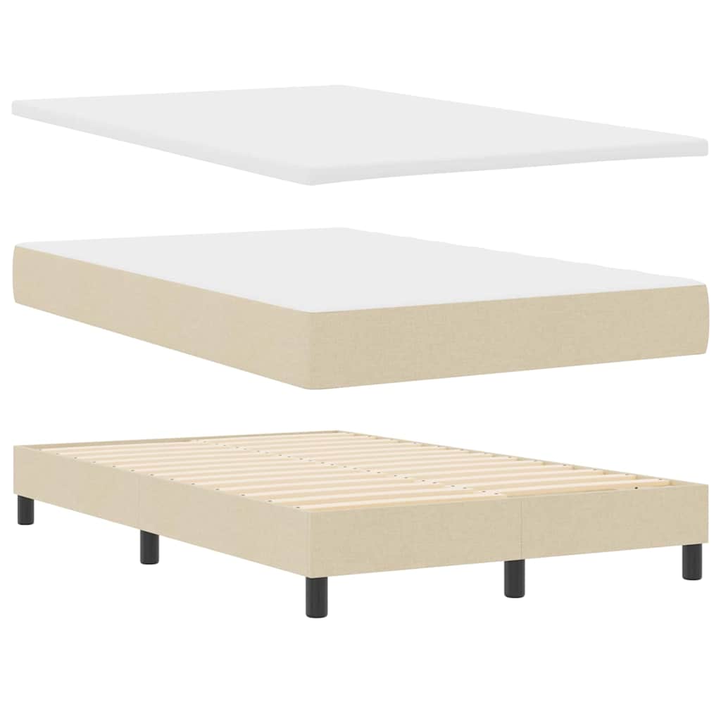 Krevet s opruga kutije s LED trakama Krema 120 x 200 cm tkanina