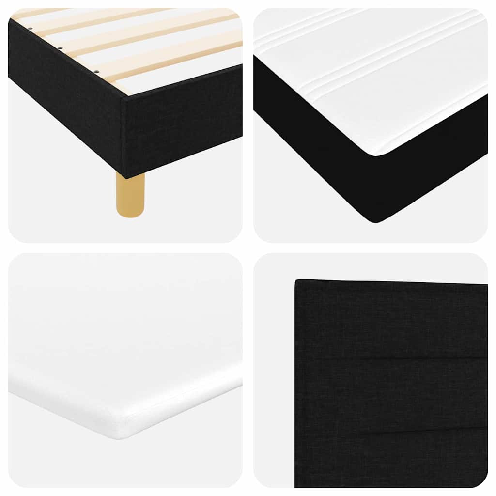 LED Box Spring Krevet s LED trakama Crna 180 x 200 cm tkanina