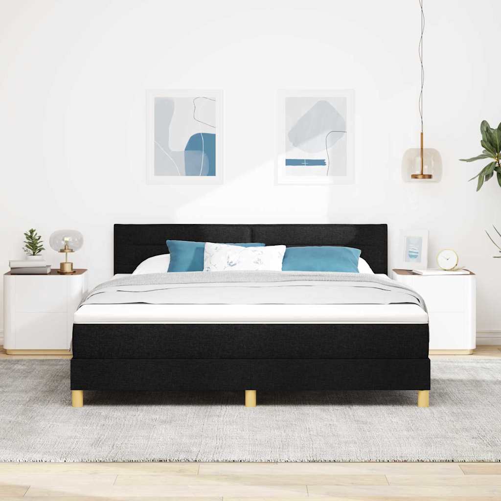 LED Box Spring Krevet s LED trakama Crna 180 x 200 cm tkanina