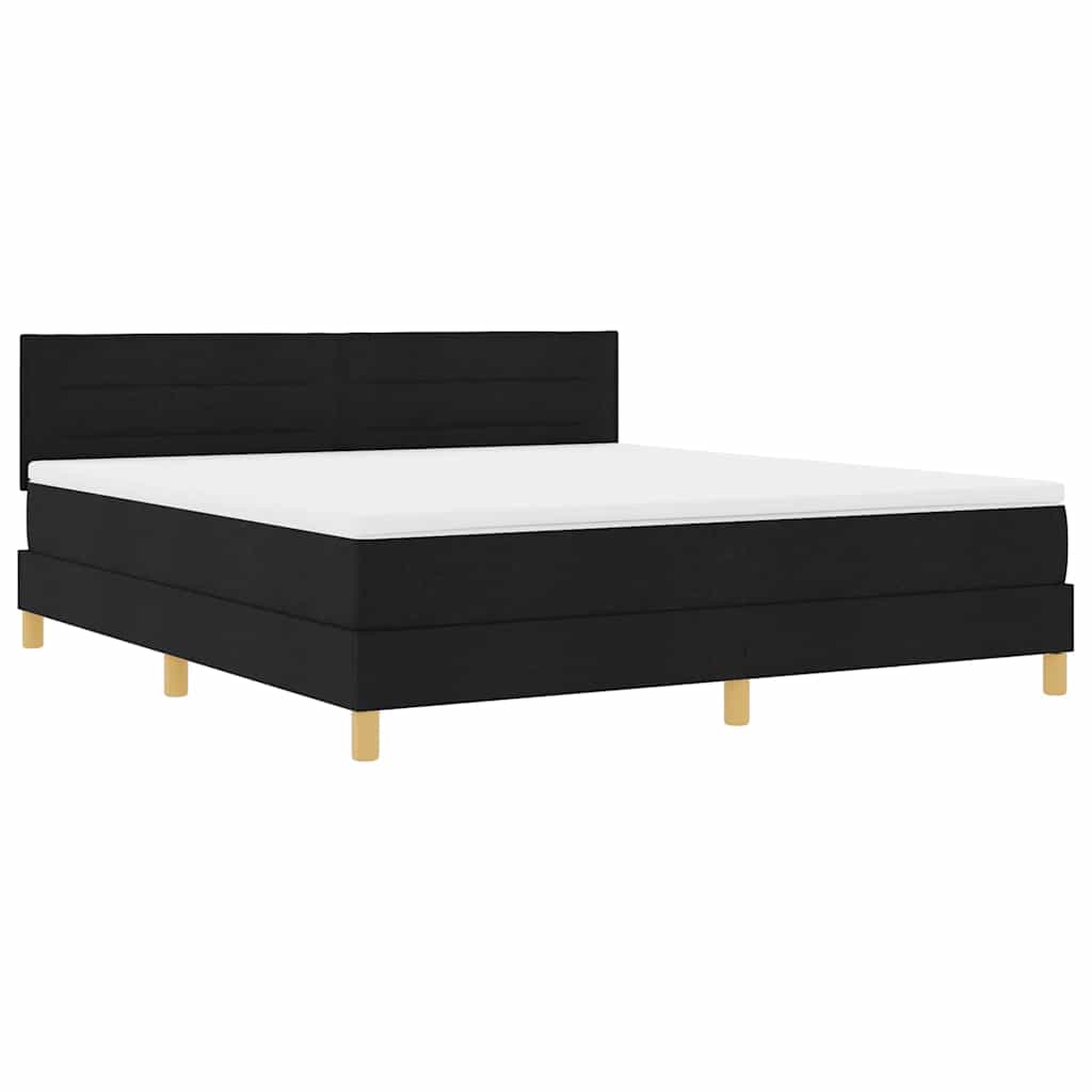 LED Box Spring Krevet s LED trakama Crna 180 x 200 cm tkanina