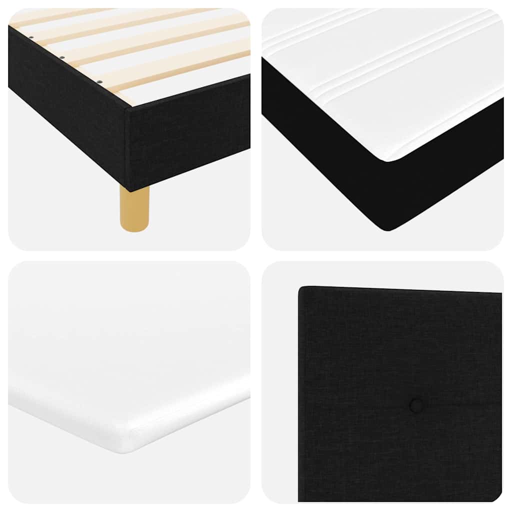 LED Box Spring Krevet s LED trakama Crna 180 x 200 cm tkanina