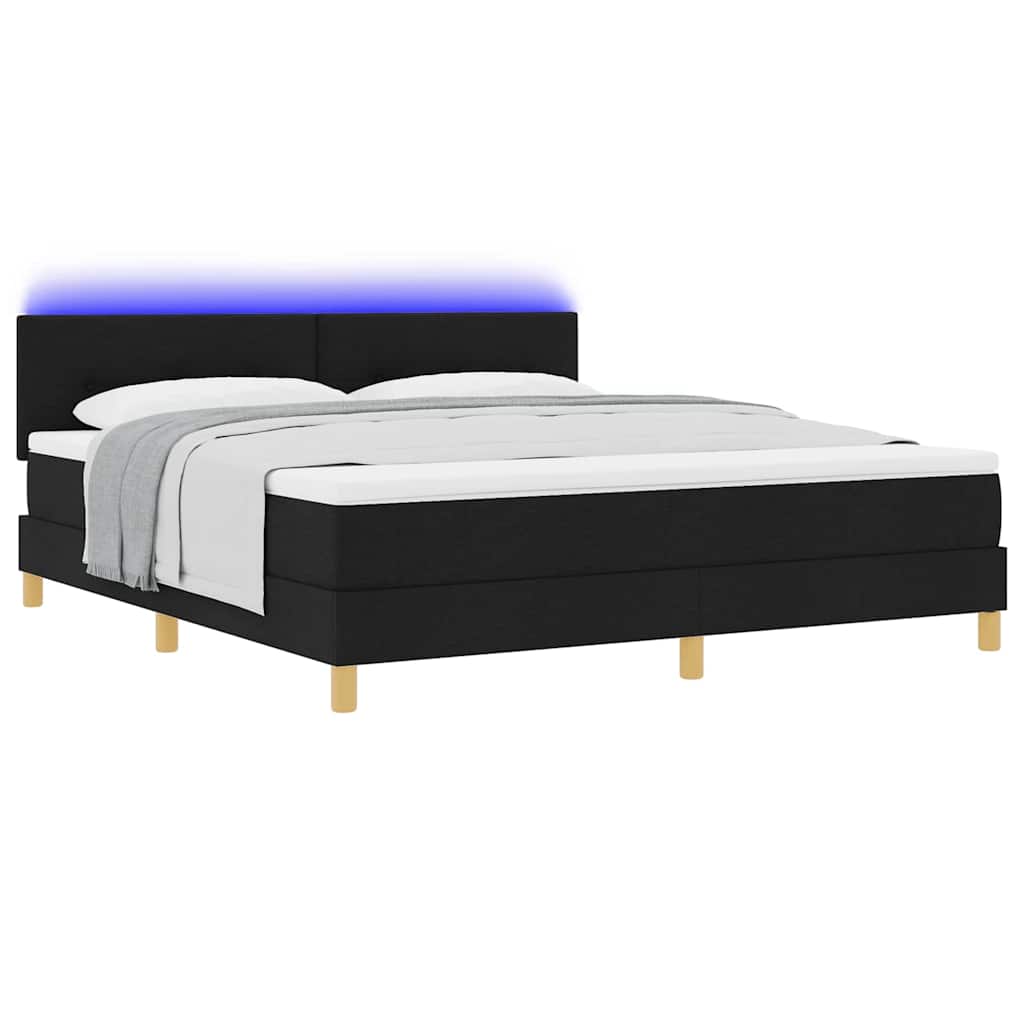 LED Box Spring Krevet s LED trakama Crna 180 x 200 cm tkanina
