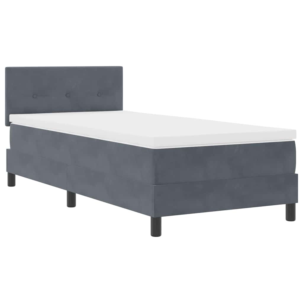 LED Box Spring Krevet Tamno siva 90 x 190 cm Baršun